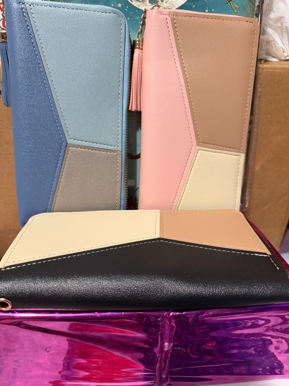 Premium Colorblock Wallet – Modern Card & Cash Holder New